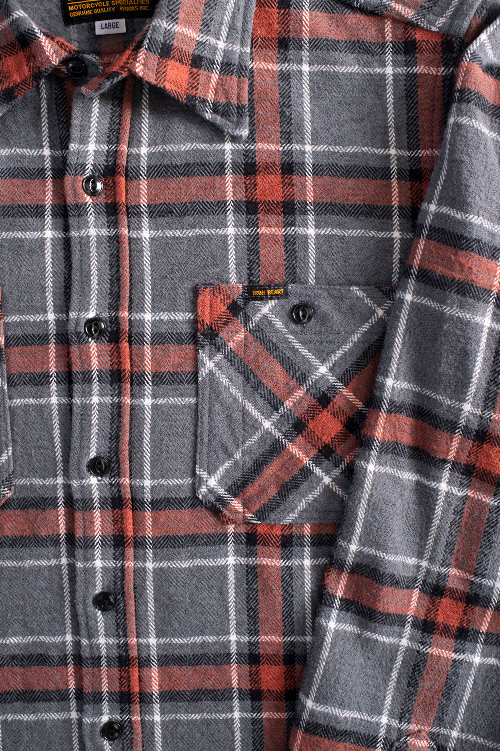 IHSH-375-GRY - 12oz Slubby Heavy Flannel Herringbone Check Work Shirt - Grey