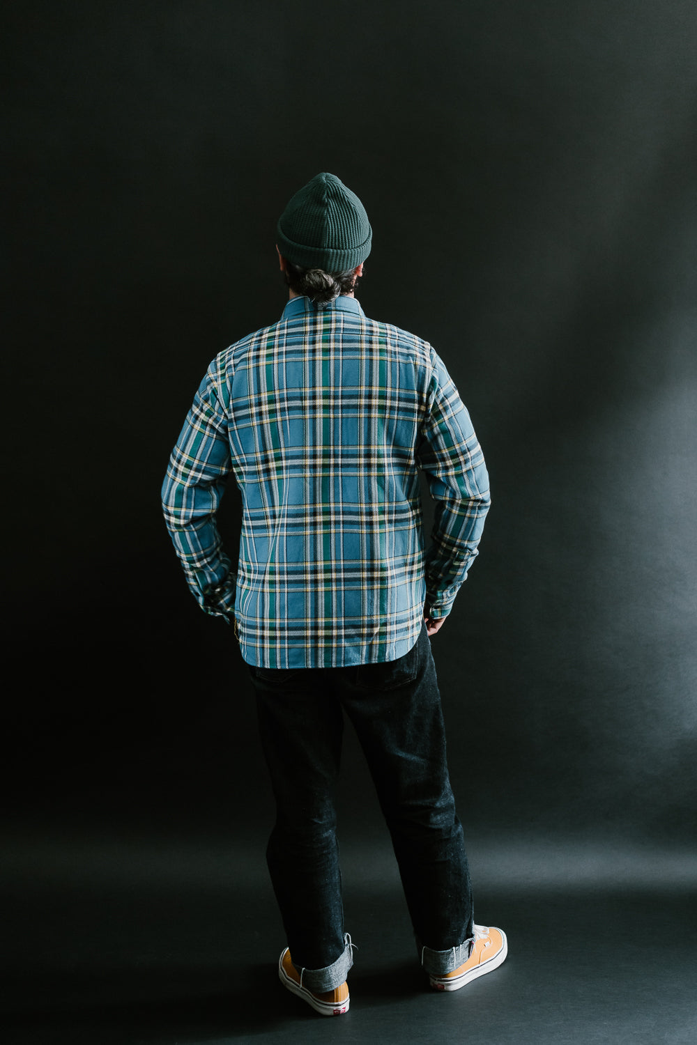 IHSH-376-BLU - Ultra Heavy Flannel Tartan Check Work Shirt - Blue