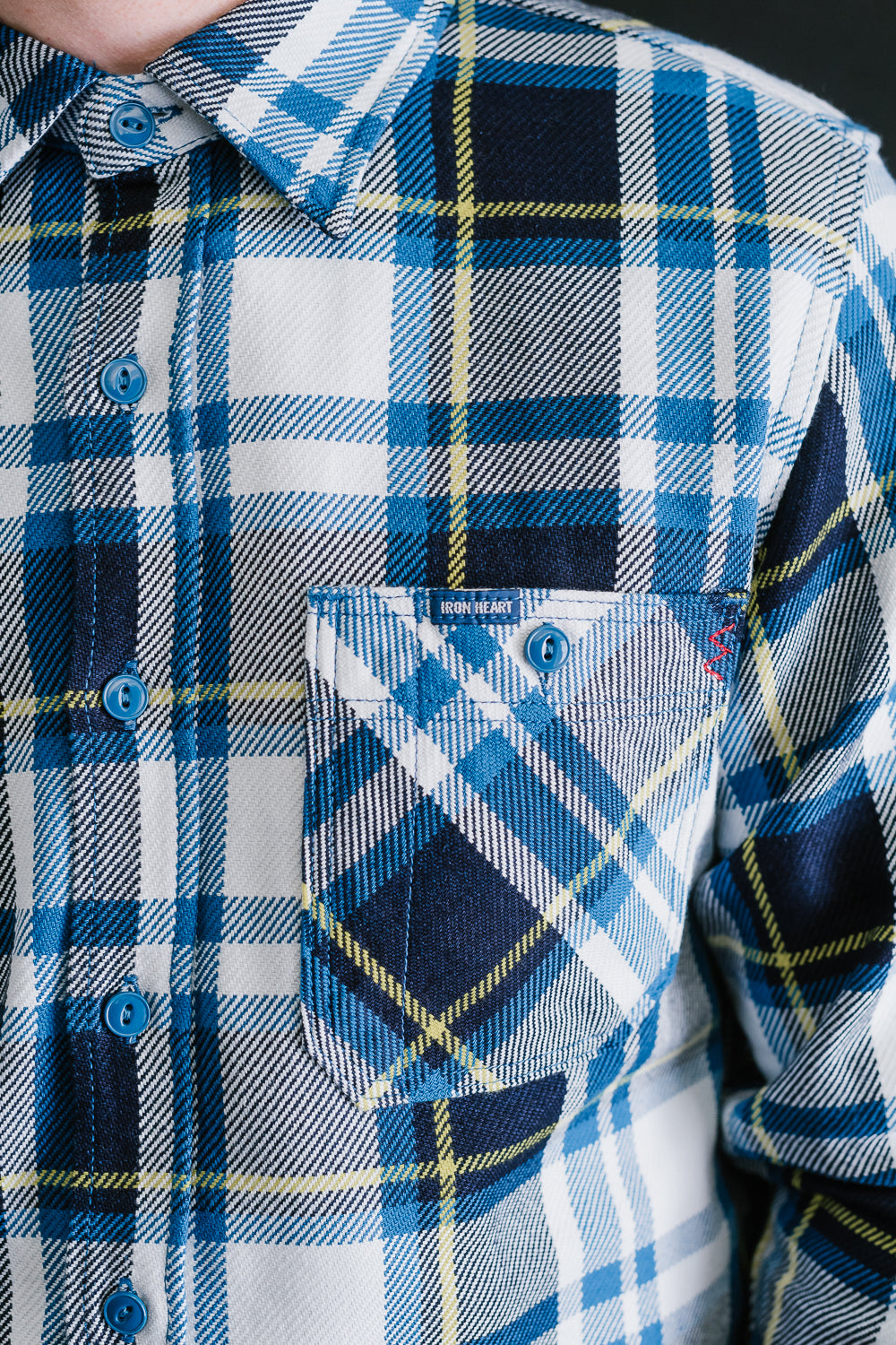 IHSH-382-BLU - 9oz Selvedge American Check Work Shirt - Blue