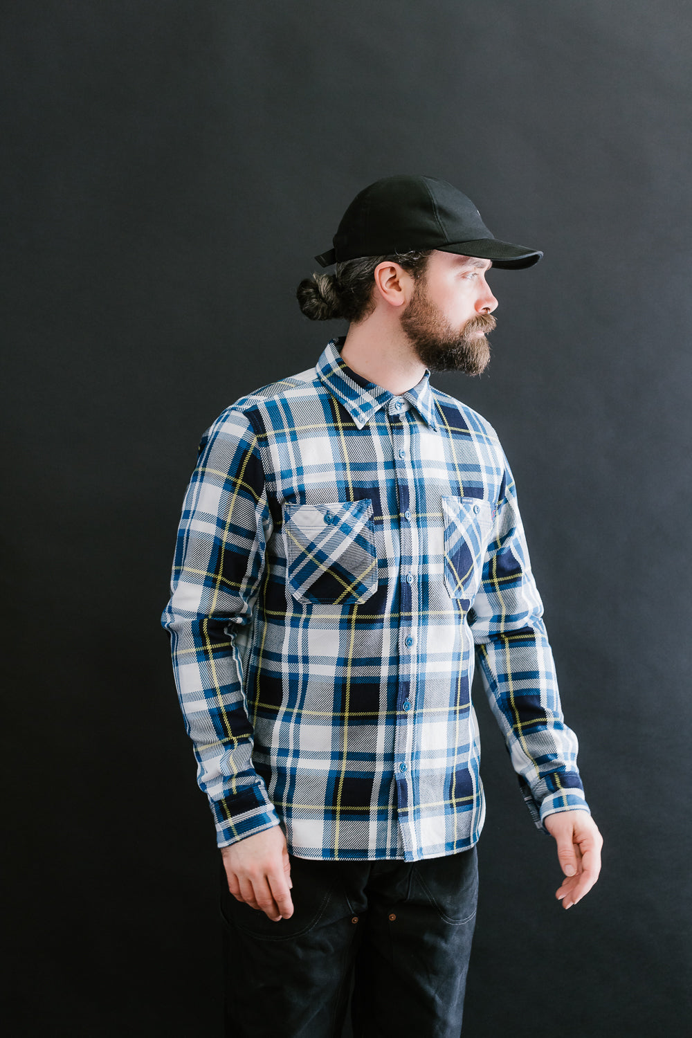 IHSH-382-BLU - 9oz Selvedge American Check Work Shirt - Blue