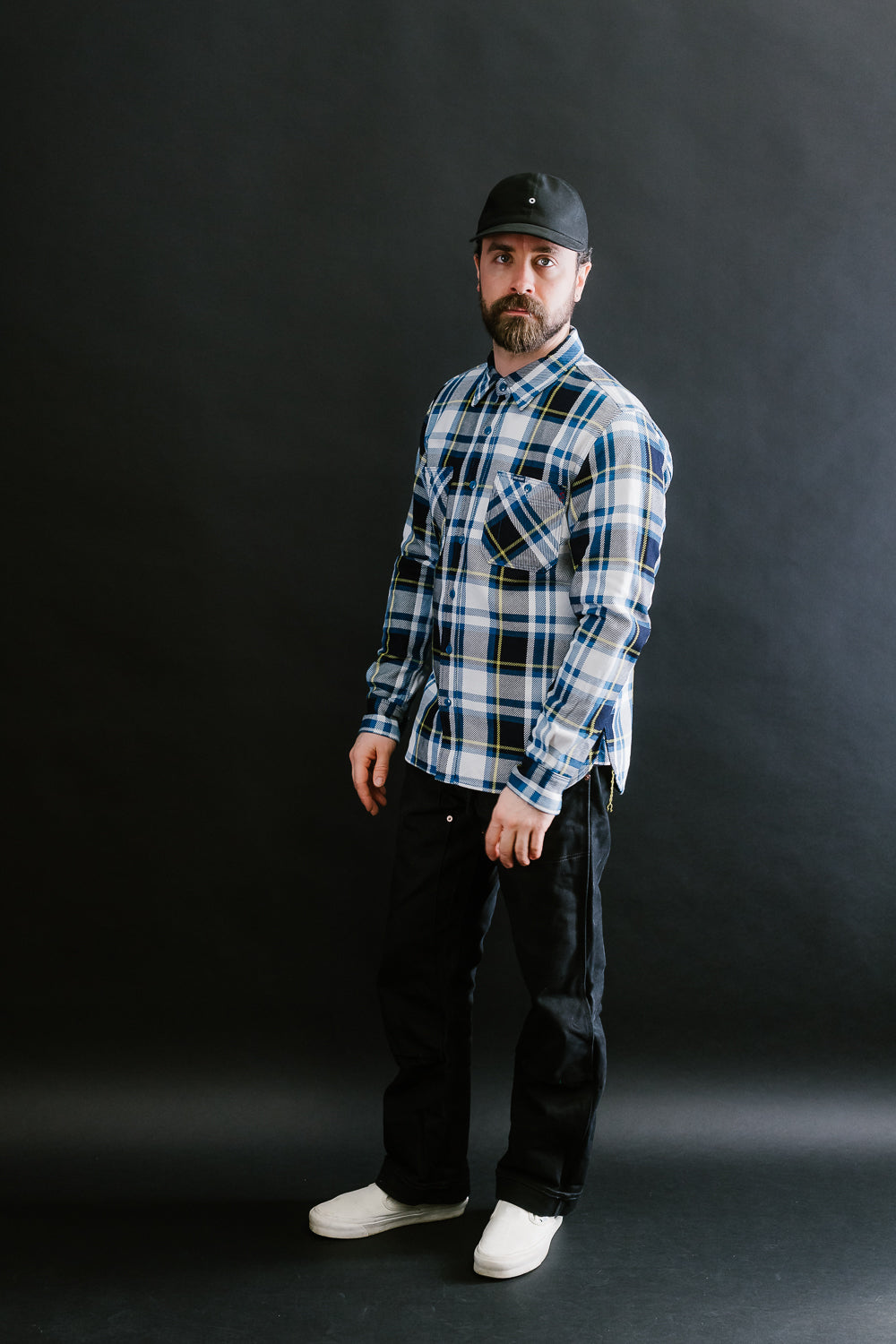 IHSH-382-BLU - 9oz Selvedge American Check Work Shirt - Blue