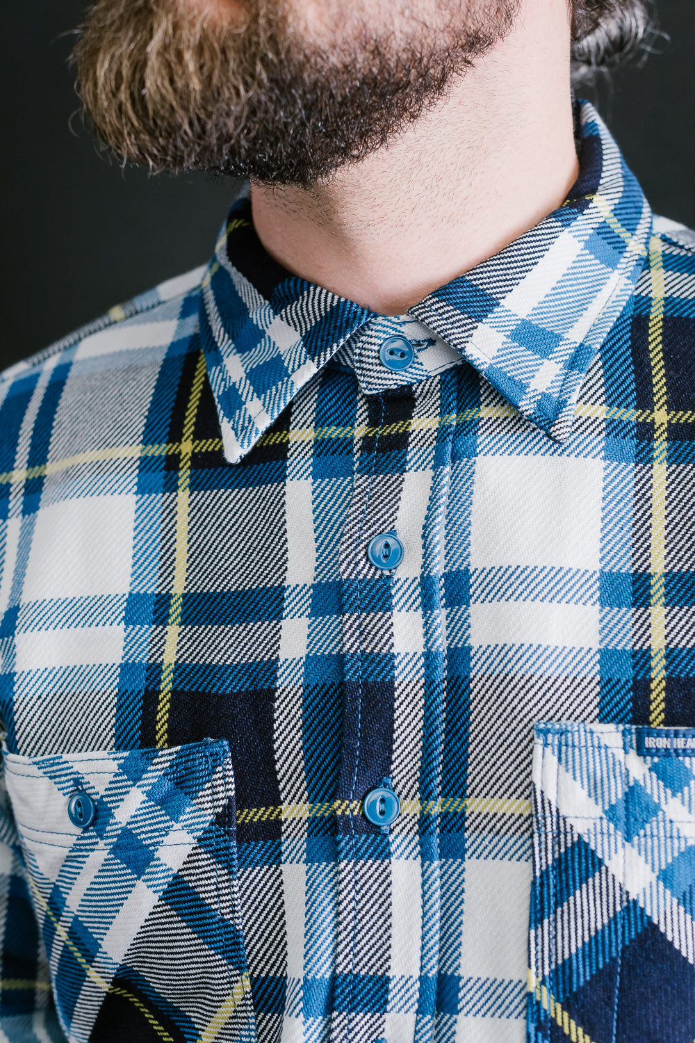 IHSH-382-BLU - 9oz Selvedge American Check Work Shirt - Blue