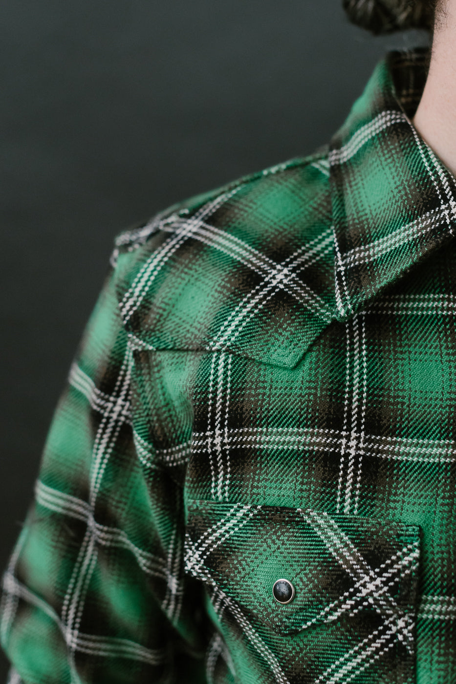 IHSH-405-GRN - 12oz Ultra Heavy Flannel Check Western Shirt - Green