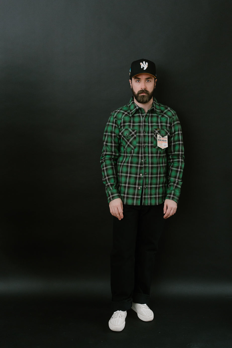 IHSH-405-GRN - 12oz Ultra Heavy Flannel Check Western Shirt - Green