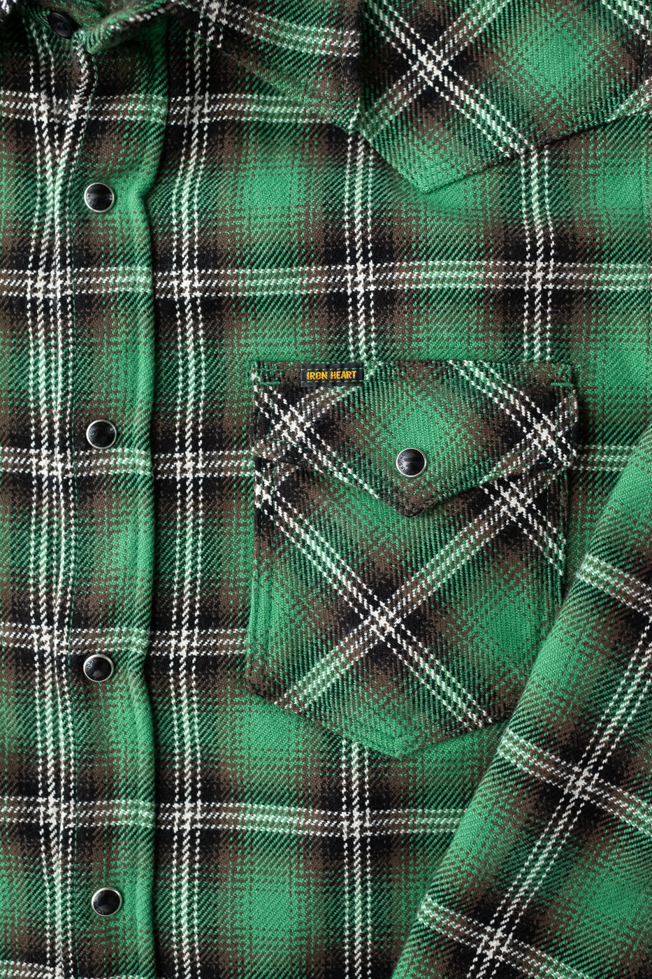 IHSH-405-GRN - 12oz Ultra Heavy Flannel Check Western Shirt - Green