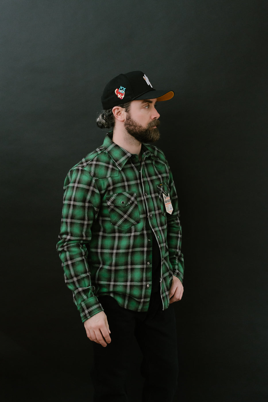 IHSH-405-GRN - 12oz Ultra Heavy Flannel Check Western Shirt - Green