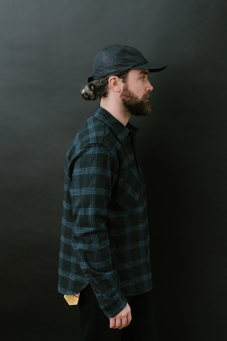 IHSH-408-BLK - 12oz Slubby Heavy Flannel Check Work Shirt - Black