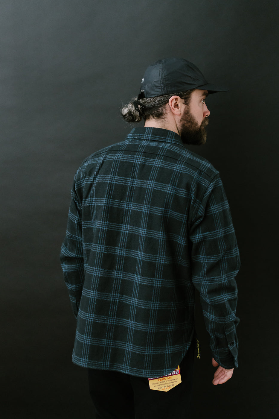 IHSH-408-BLK - 12oz Slubby Heavy Flannel Check Work Shirt - Black