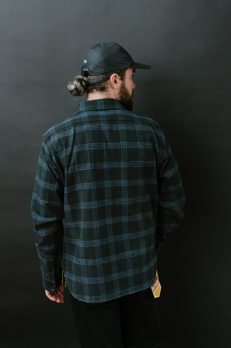 IHSH-408-BLK - 12oz Slubby Heavy Flannel Check Work Shirt - Black