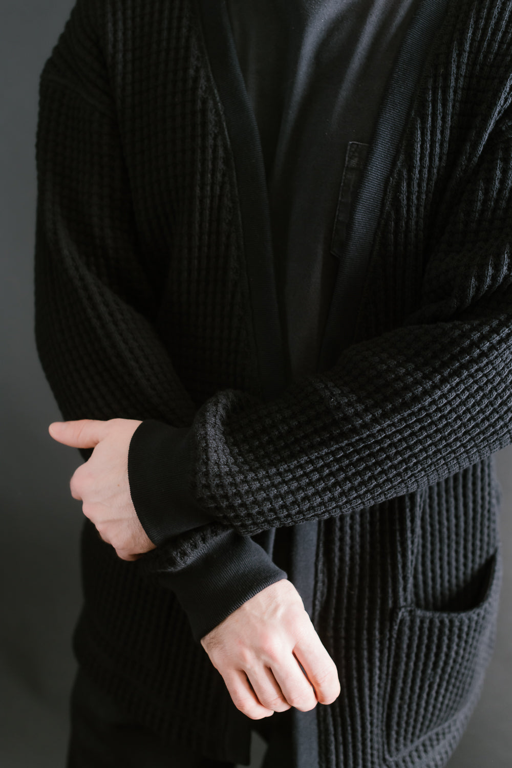 Big Waffle Cardigan - 07 Black