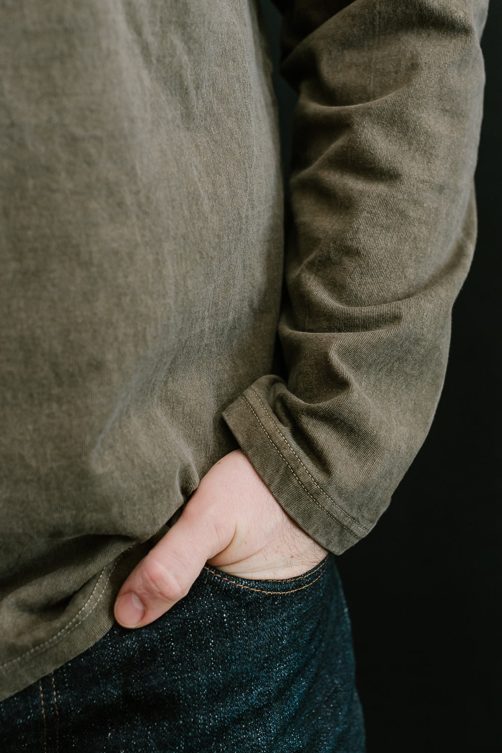 Henleyneck LS T-Shirt - 243 Fade Mound Brown