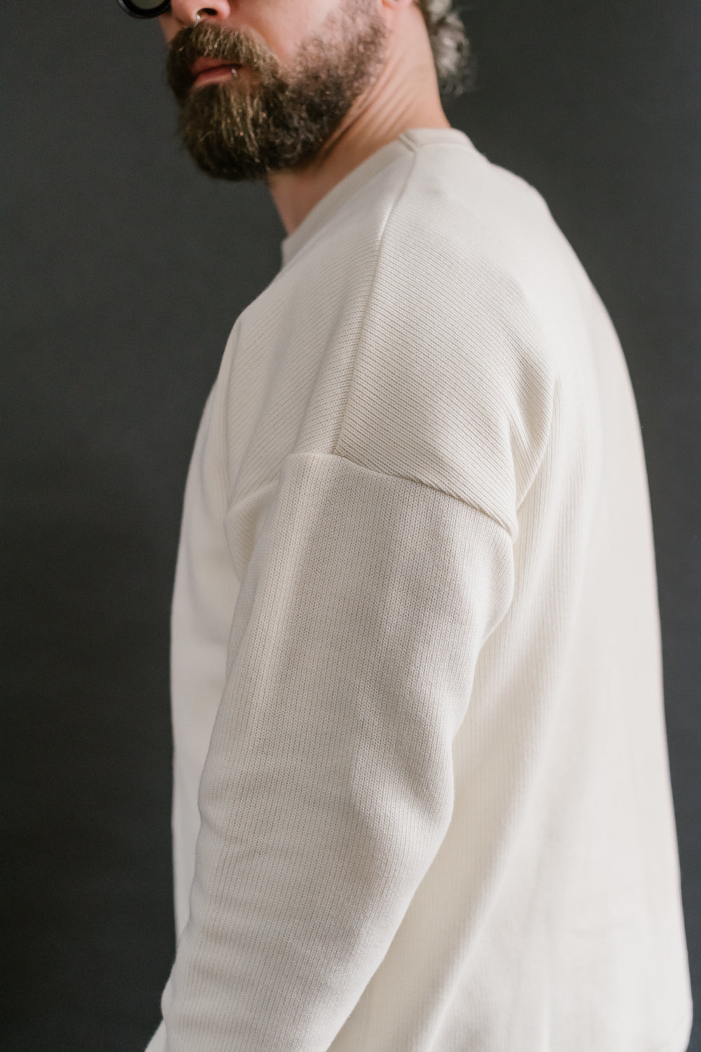 Quarter Knit Himo LS Shirt - 14 Ivory