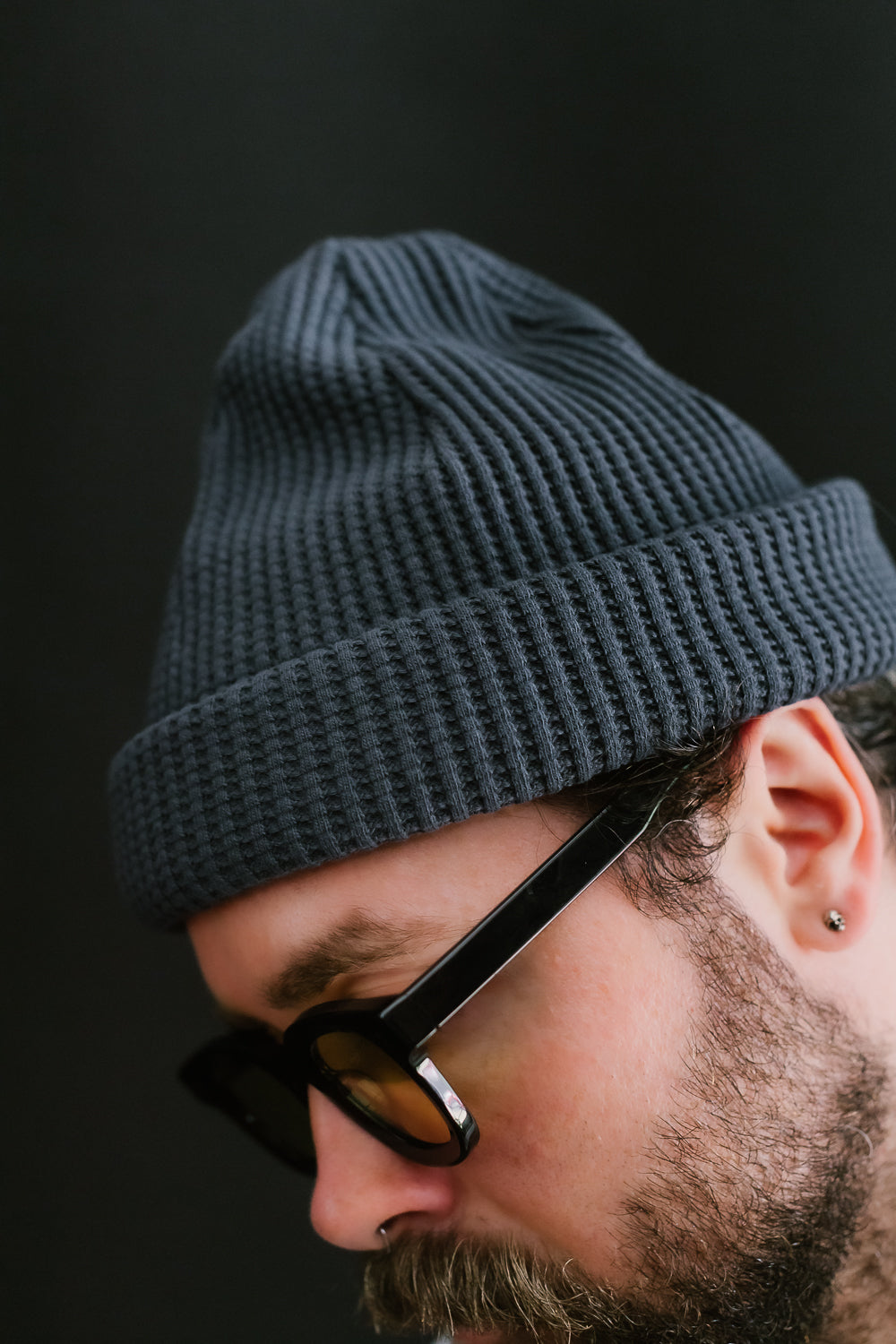 Waffle Knit Cap - 107 Dark Blue Grey