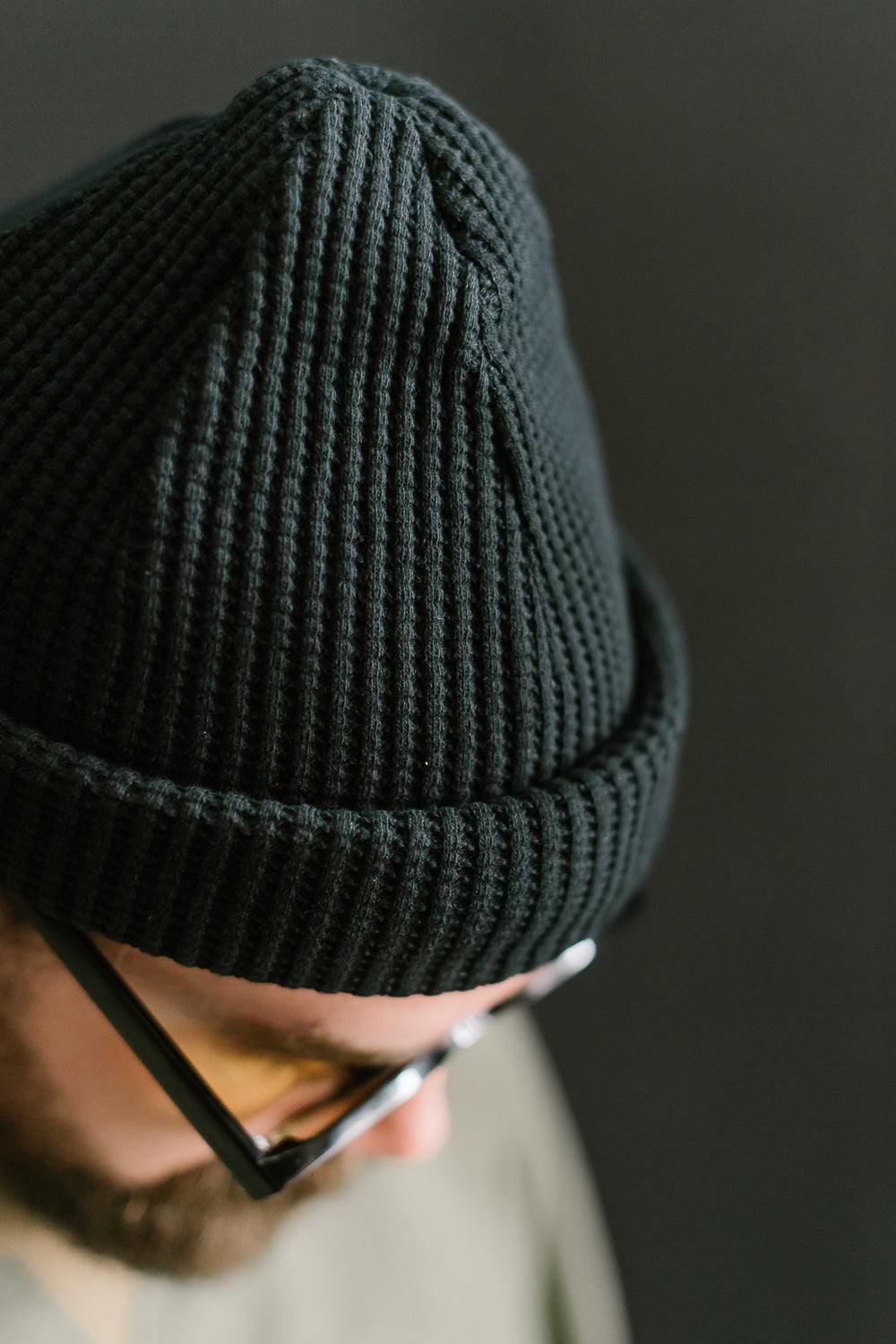 Waffle Knit Cap - 07 Black