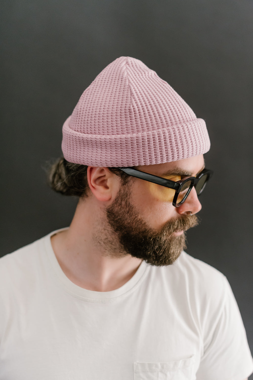 Waffle Knit Cap - 326 Smoky Pink