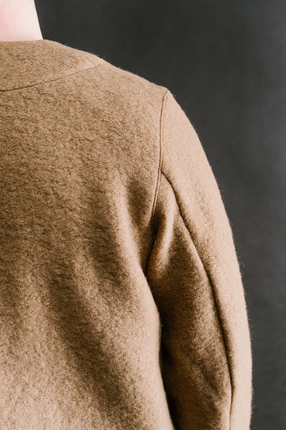 Wool Collarless Jacket - 27 Camel