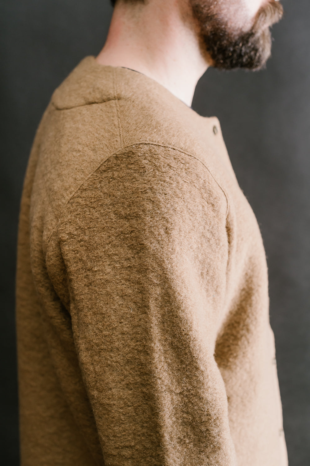 Wool Collarless Jacket - 27 Camel