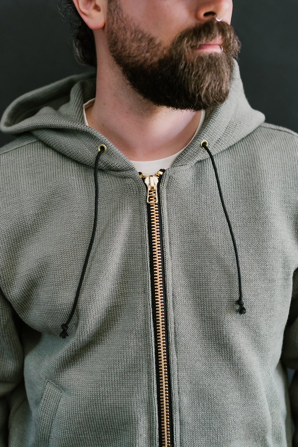 James Dant x Dehen - Full Zip Moto Hoodie - Sage