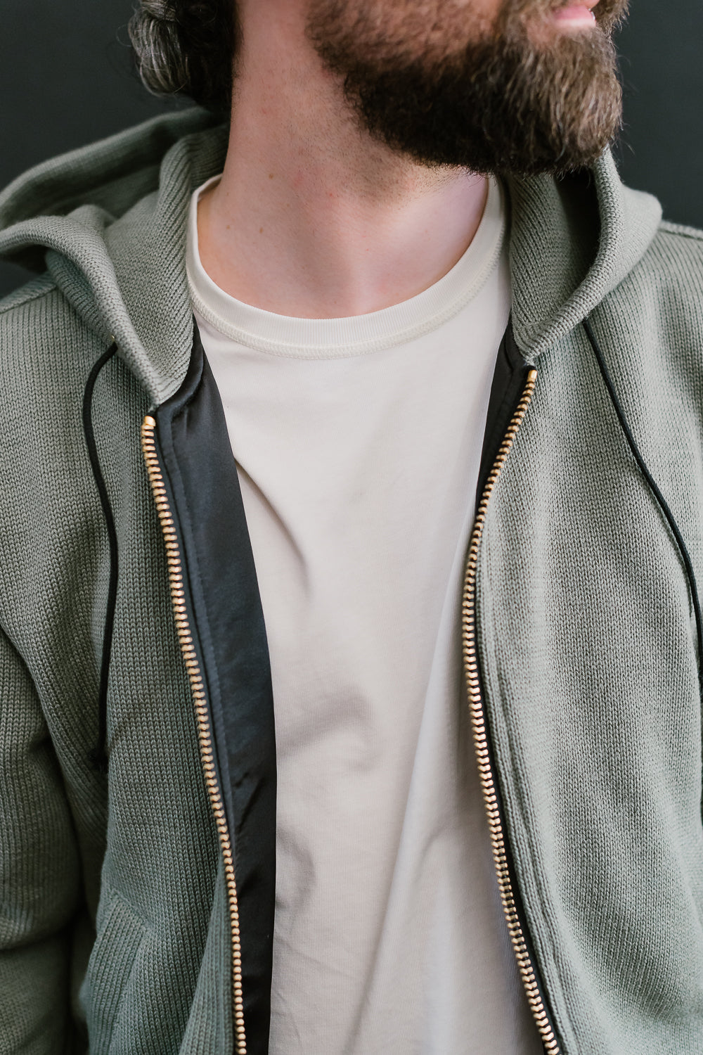 James Dant x Dehen - Full Zip Moto Hoodie - Sage