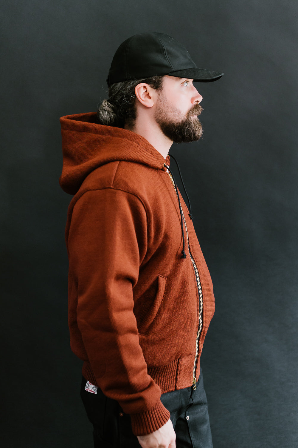 James Dant x Dehen - Full Zip Moto Hoodie - Tobacco