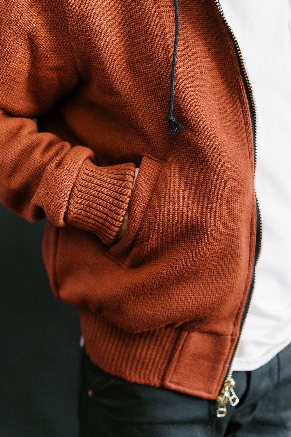 James Dant x Dehen - Full Zip Moto Hoodie - Tobacco