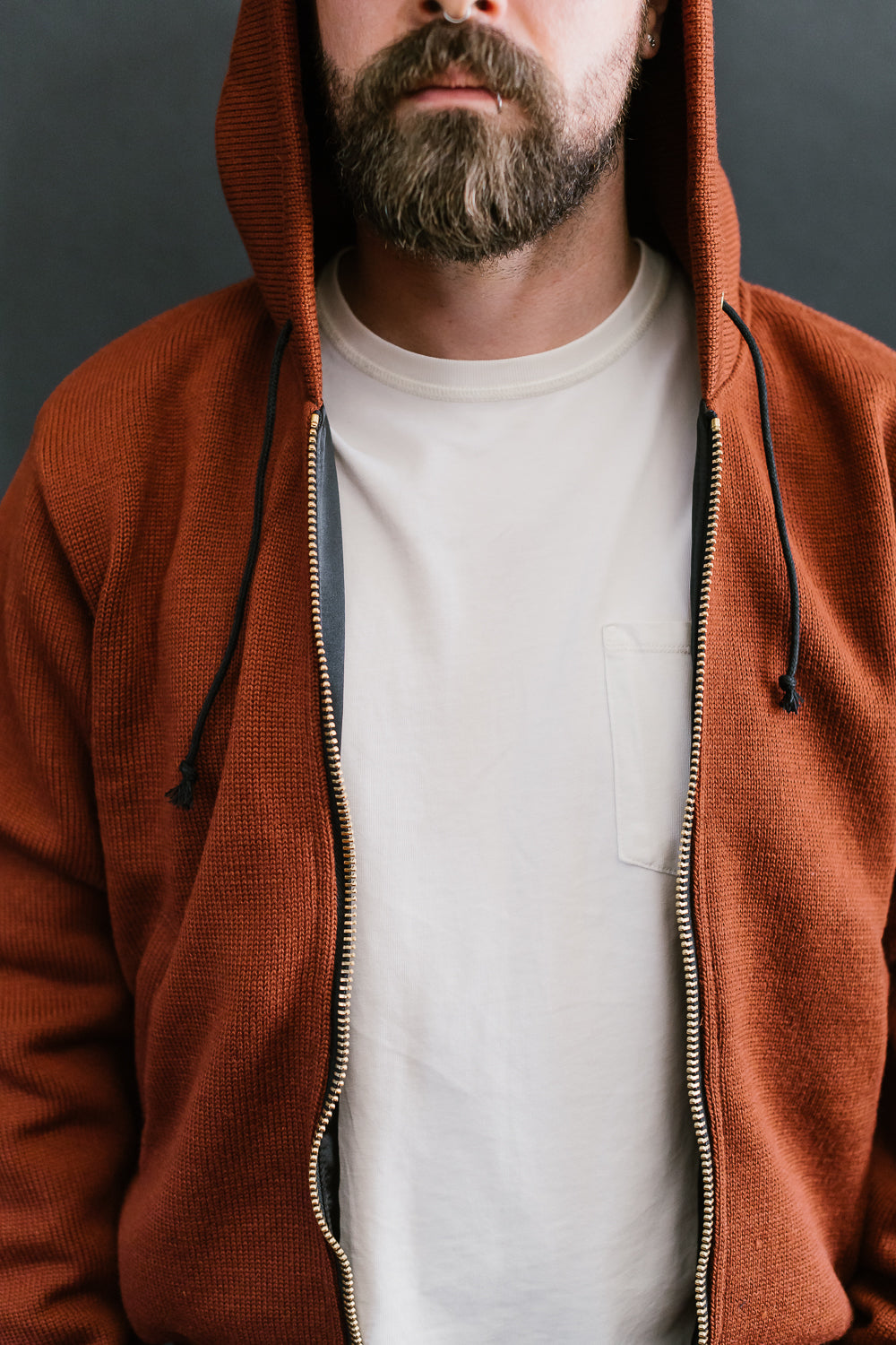 James Dant x Dehen - Full Zip Moto Hoodie - Tobacco