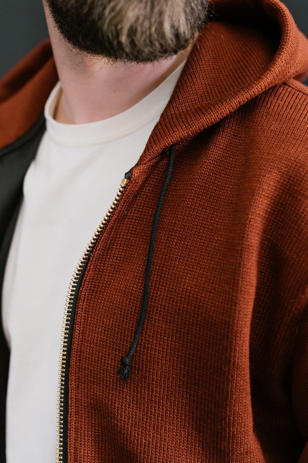 James Dant x Dehen - Full Zip Moto Hoodie - Tobacco