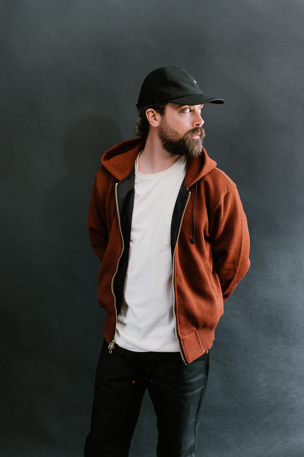 James Dant x Dehen - Full Zip Moto Hoodie - Tobacco