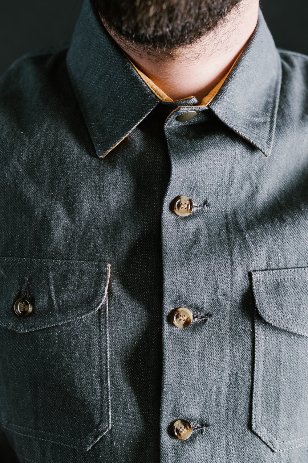 James Dant x Dehen - Selvedge Denim Crissman Overshirt - Pewter