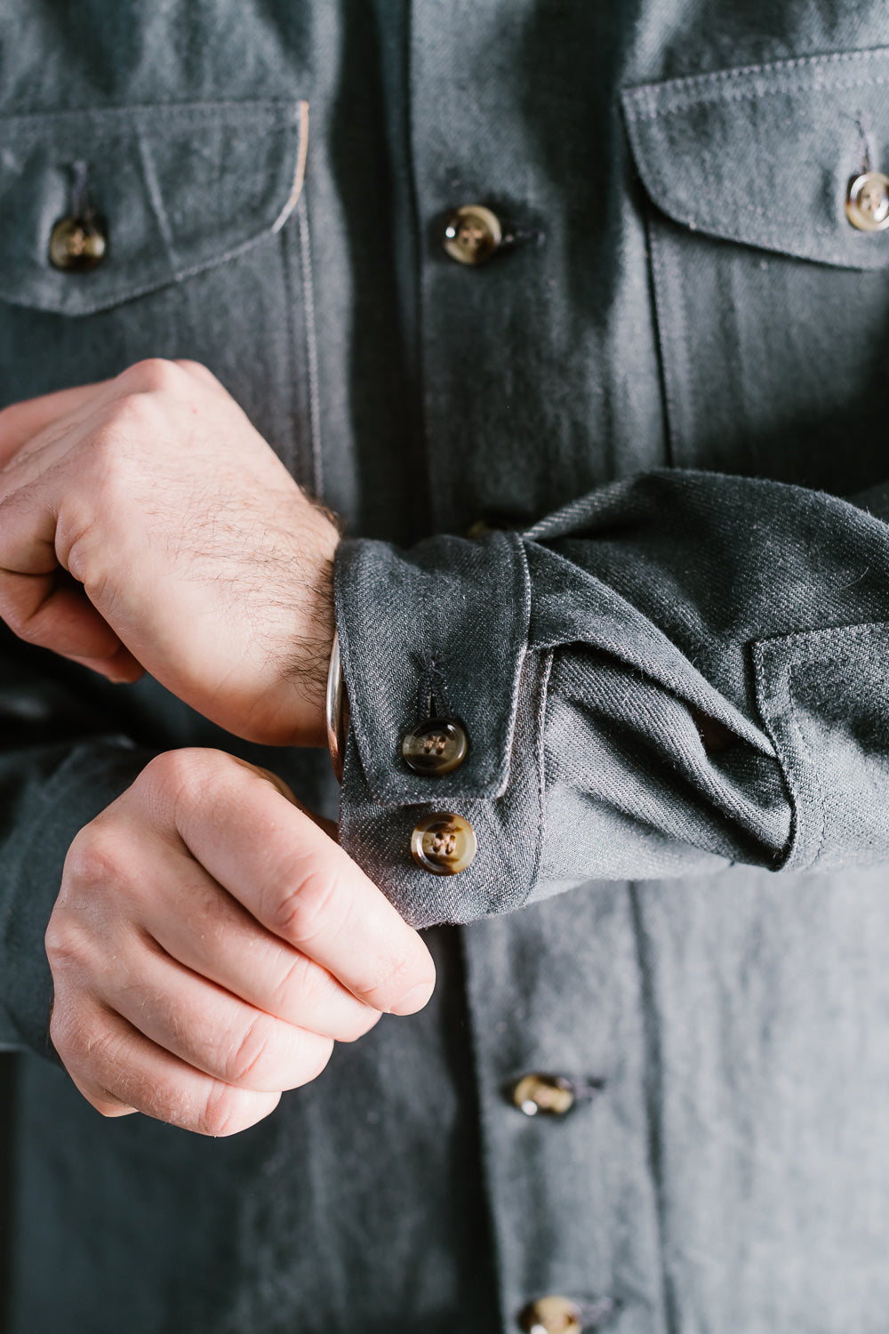 James Dant x Dehen - Selvedge Denim Crissman Overshirt - Pewter