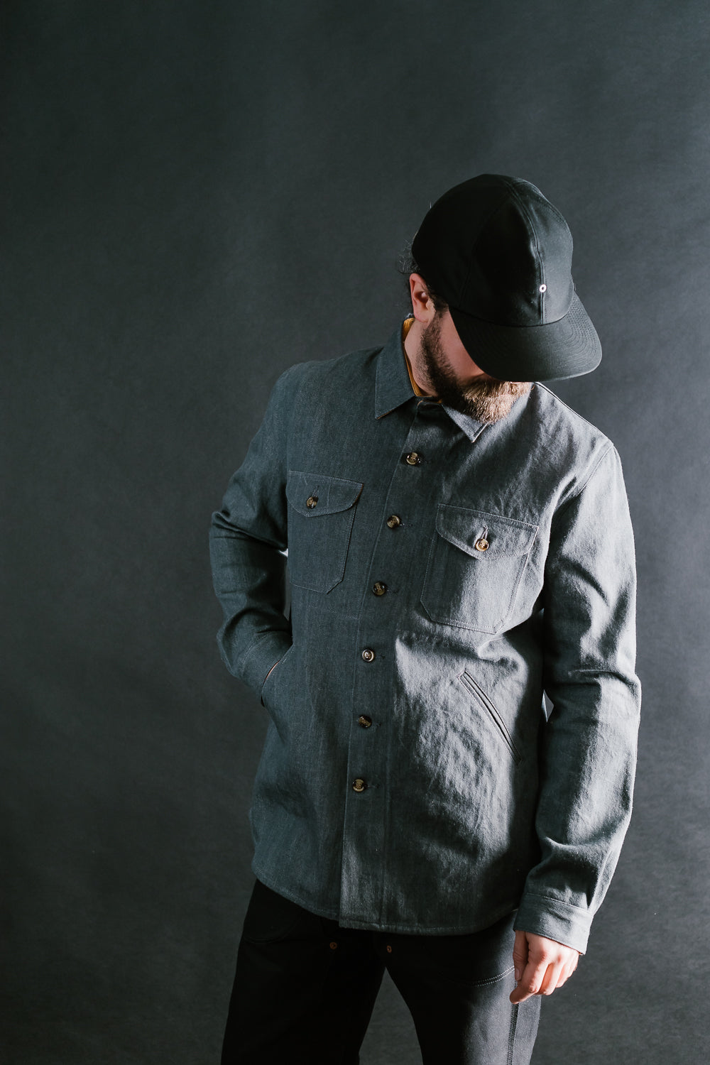 James Dant x Dehen - Selvedge Denim Crissman Overshirt - Pewter