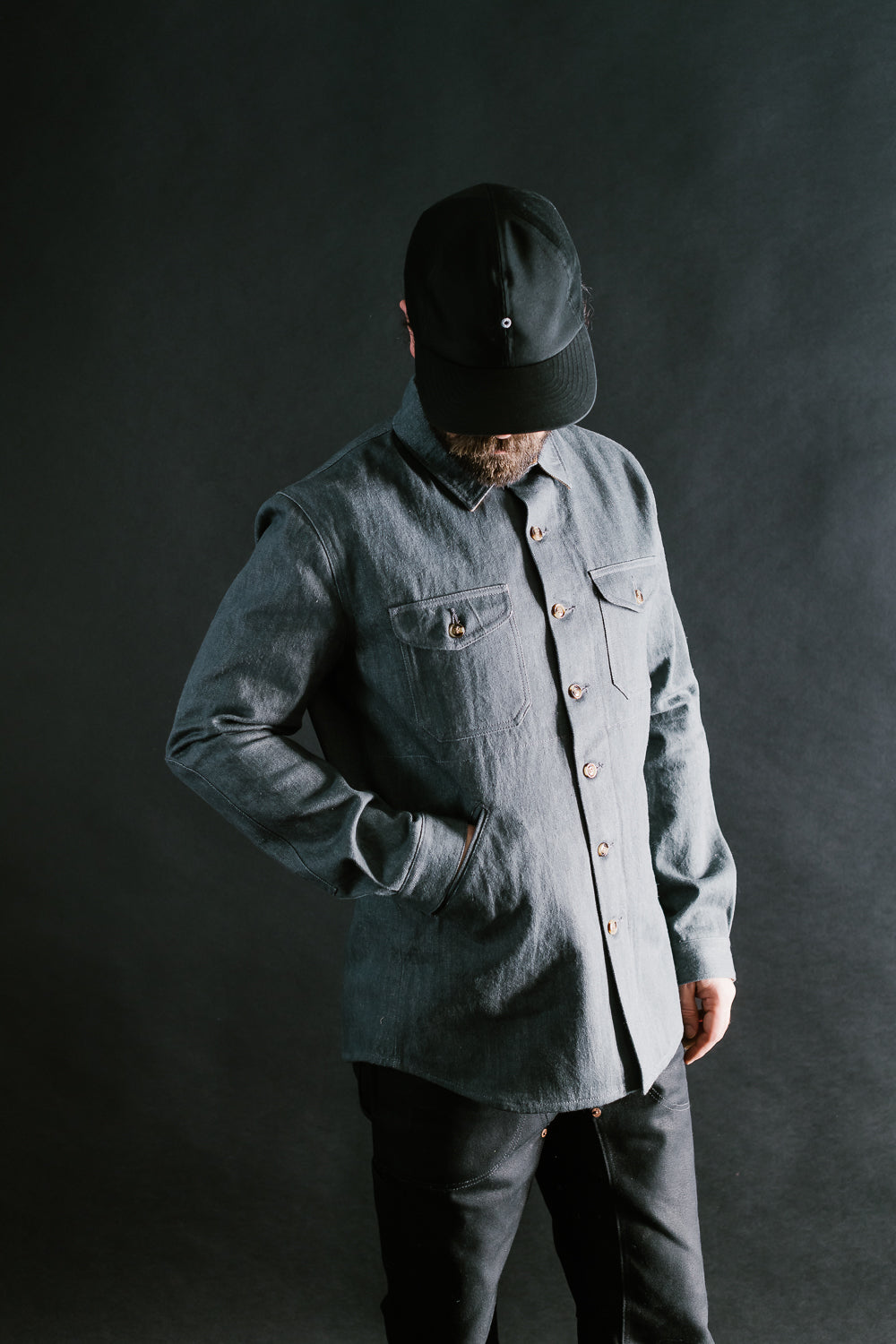 James Dant x Dehen - Selvedge Denim Crissman Overshirt - Pewter