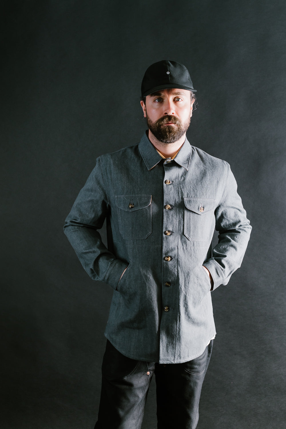 James Dant x Dehen - Selvedge Denim Crissman Overshirt - Pewter