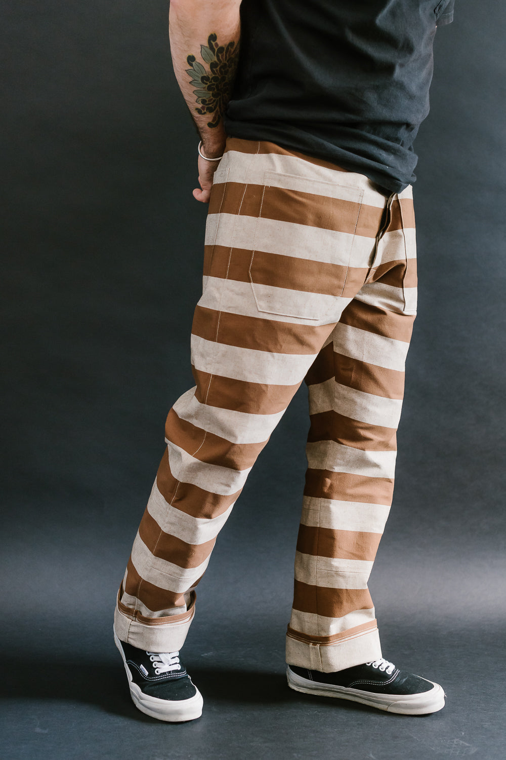 Lot 1230 - Striped Prisoner Pants - Brown