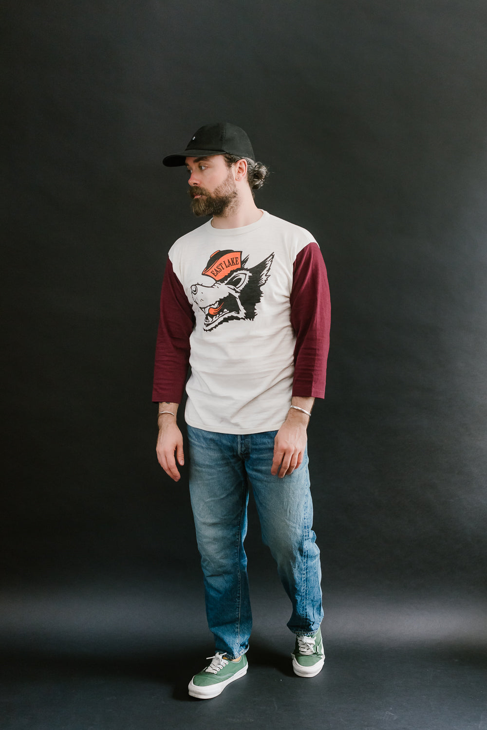 Lot 4800 - 3/4 Baseball Tee East Lake - Cream, Bordeaux