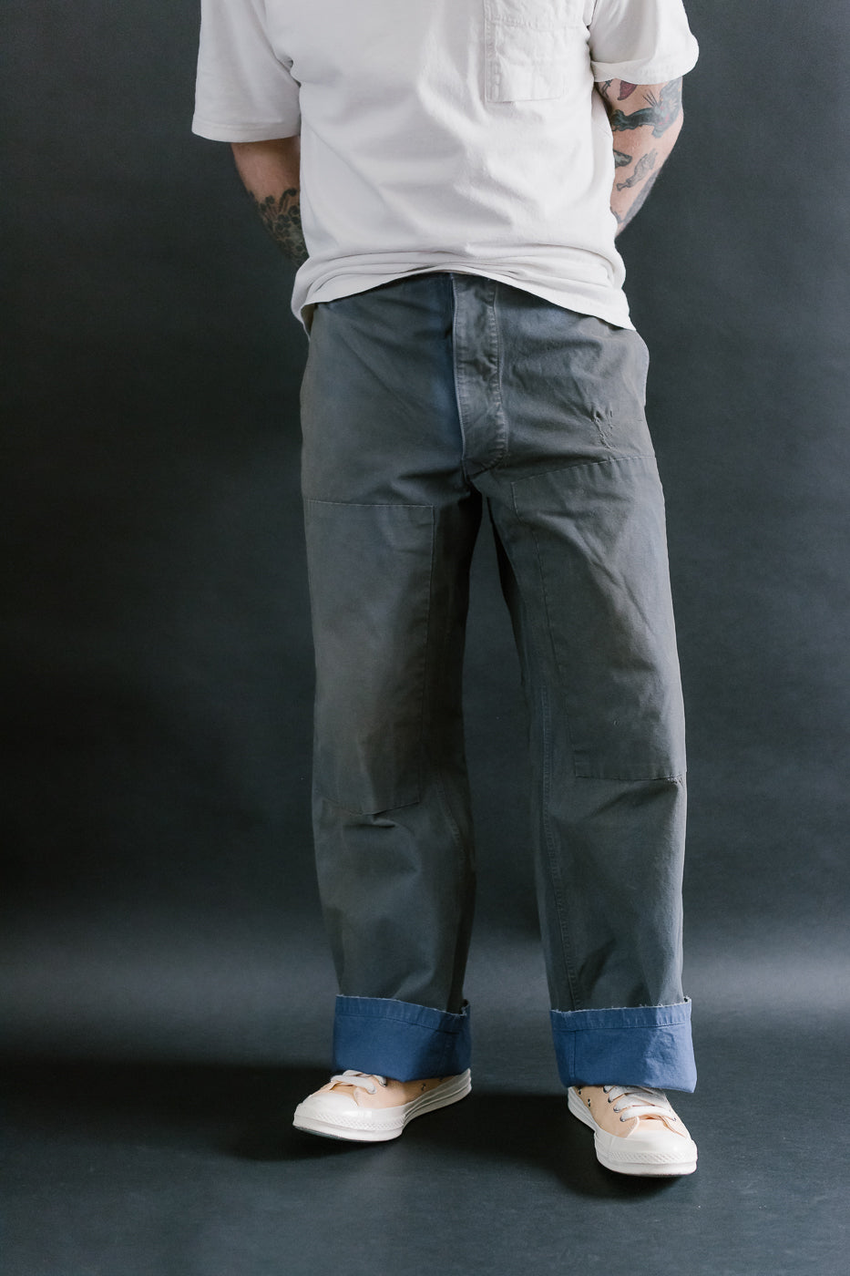 MSP-1007 - French Work Boro Pants - Distressed Blue