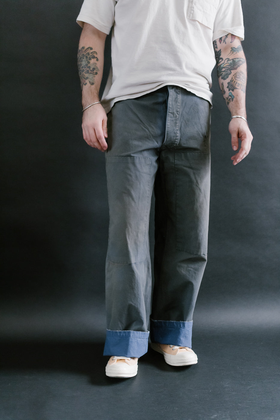 MSP-1007 - French Work Boro Pants - Distressed Blue