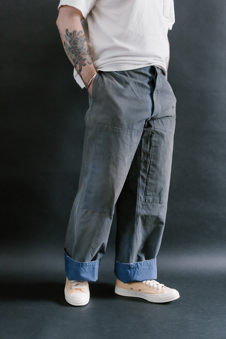 MSP-1007 - French Work Boro Pants - Distressed Blue