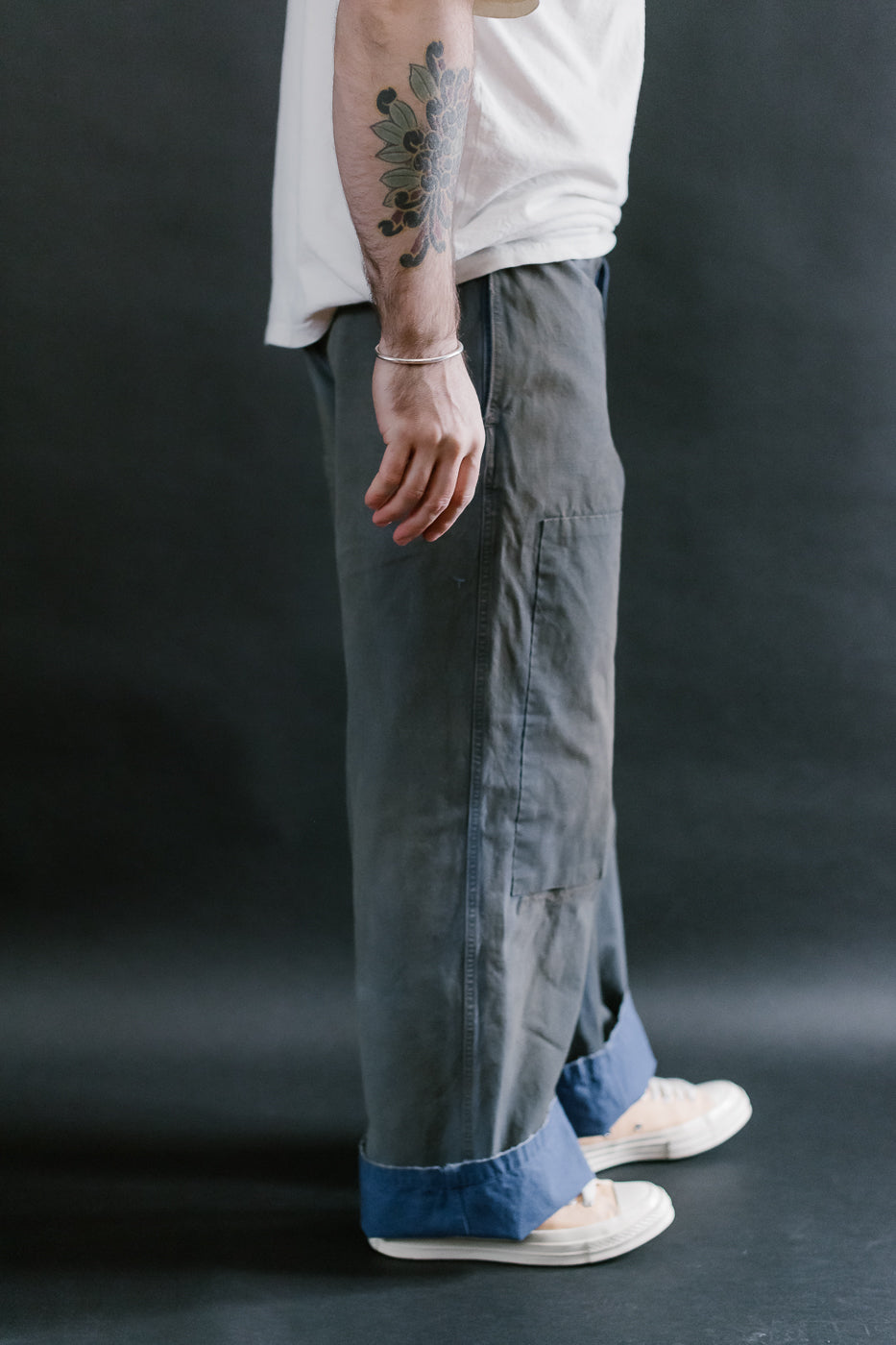 MSP-1007 - French Work Boro Pants - Distressed Blue