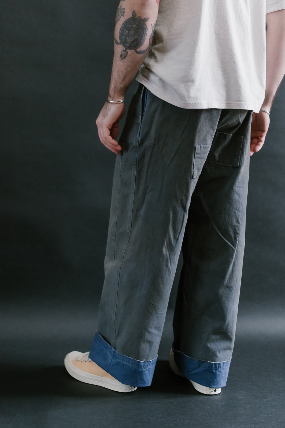 MSP-1007 - French Work Boro Pants - Distressed Blue