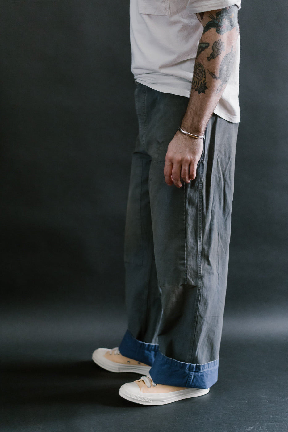 MSP-1007 - French Work Boro Pants - Distressed Blue