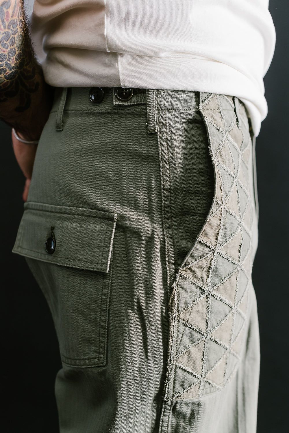 MSP-1014 - Tsugihagi Baker Pants - Army Green