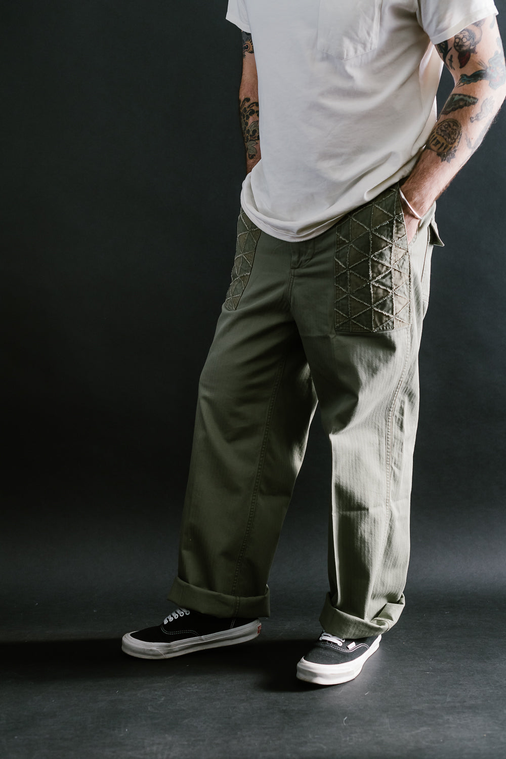 MSP-1014 - Tsugihagi Baker Pants - Army Green