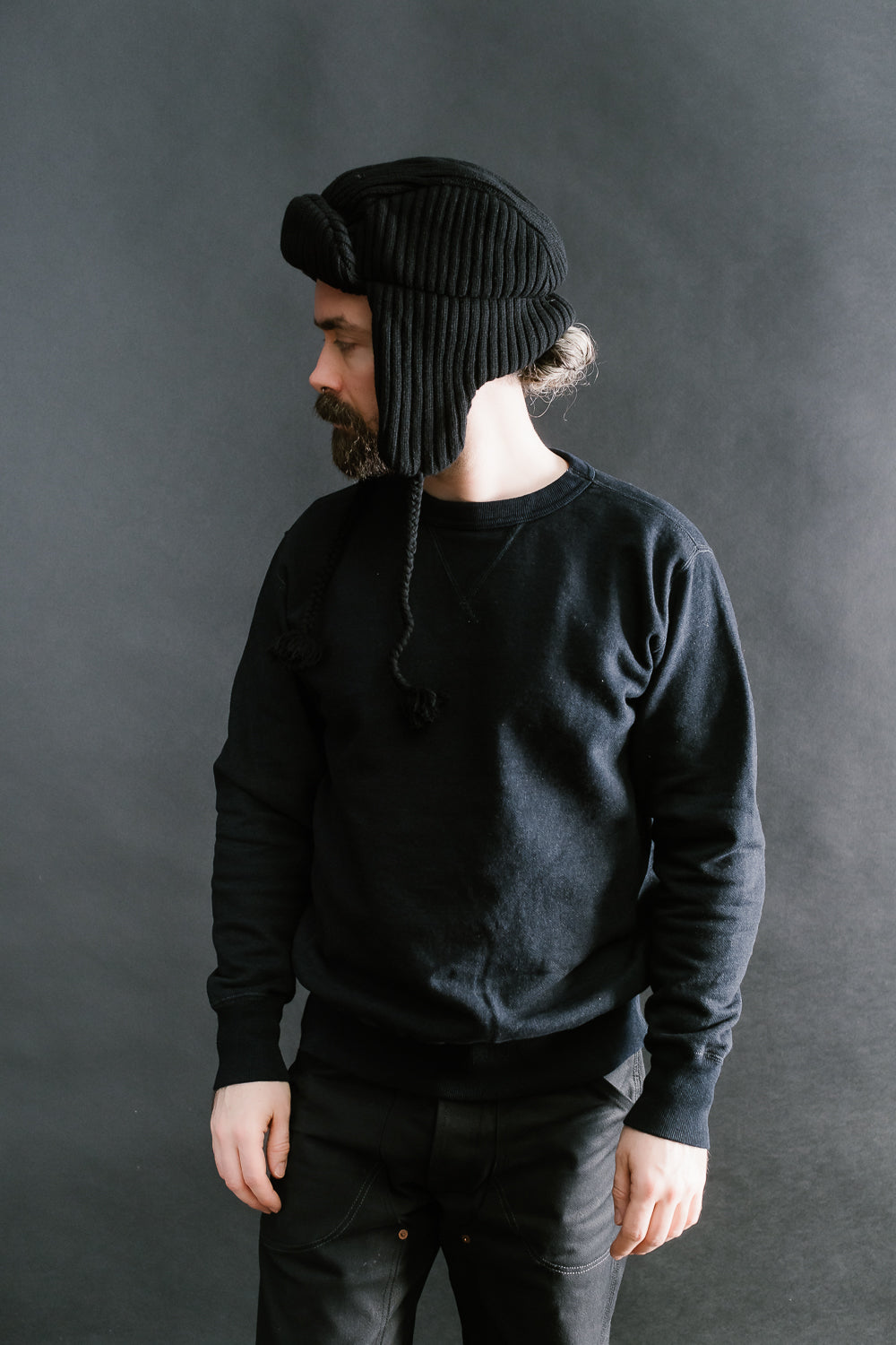 MSP-7005 - Knit Bomber Cap - Black