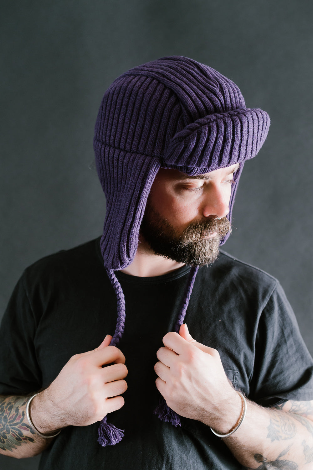 MSP-7005 - Knit Bomber Cap - Purple