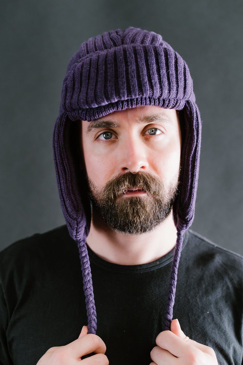 MSP-7005 - Knit Bomber Cap - Purple