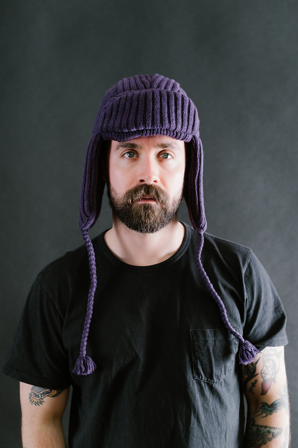 MSP-7005 - Knit Bomber Cap - Purple