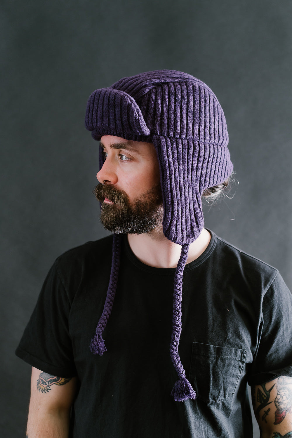 MSP-7005 - Knit Bomber Cap - Purple