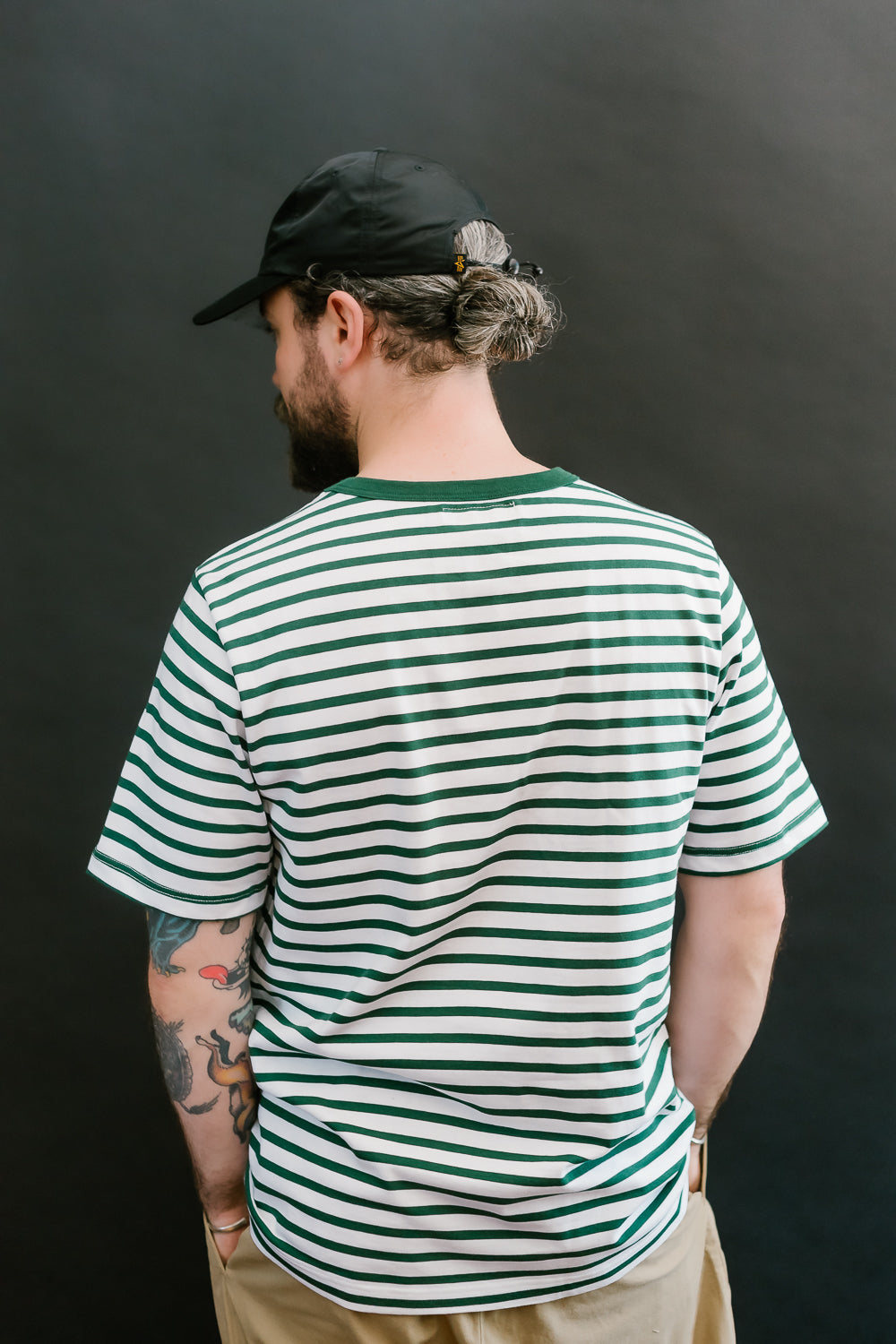 2M14.41201 - 7.9oz Circular Knit Relaxed Fit Stripe T-Shirt - Green, White