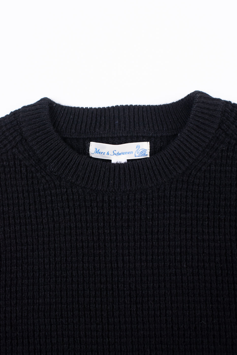 BLADE02.99 - Merino Wool Cashmere Blend Waffle Pullover Relaxed Fit - Deep Black